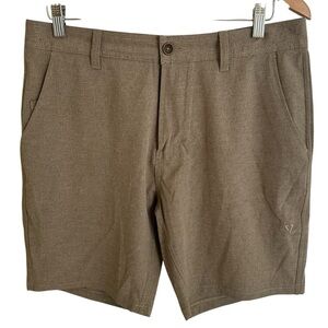 NWT VISSLA Men's Tan Flat Front Shorts size 32 Stretch 8” Inseam New active
